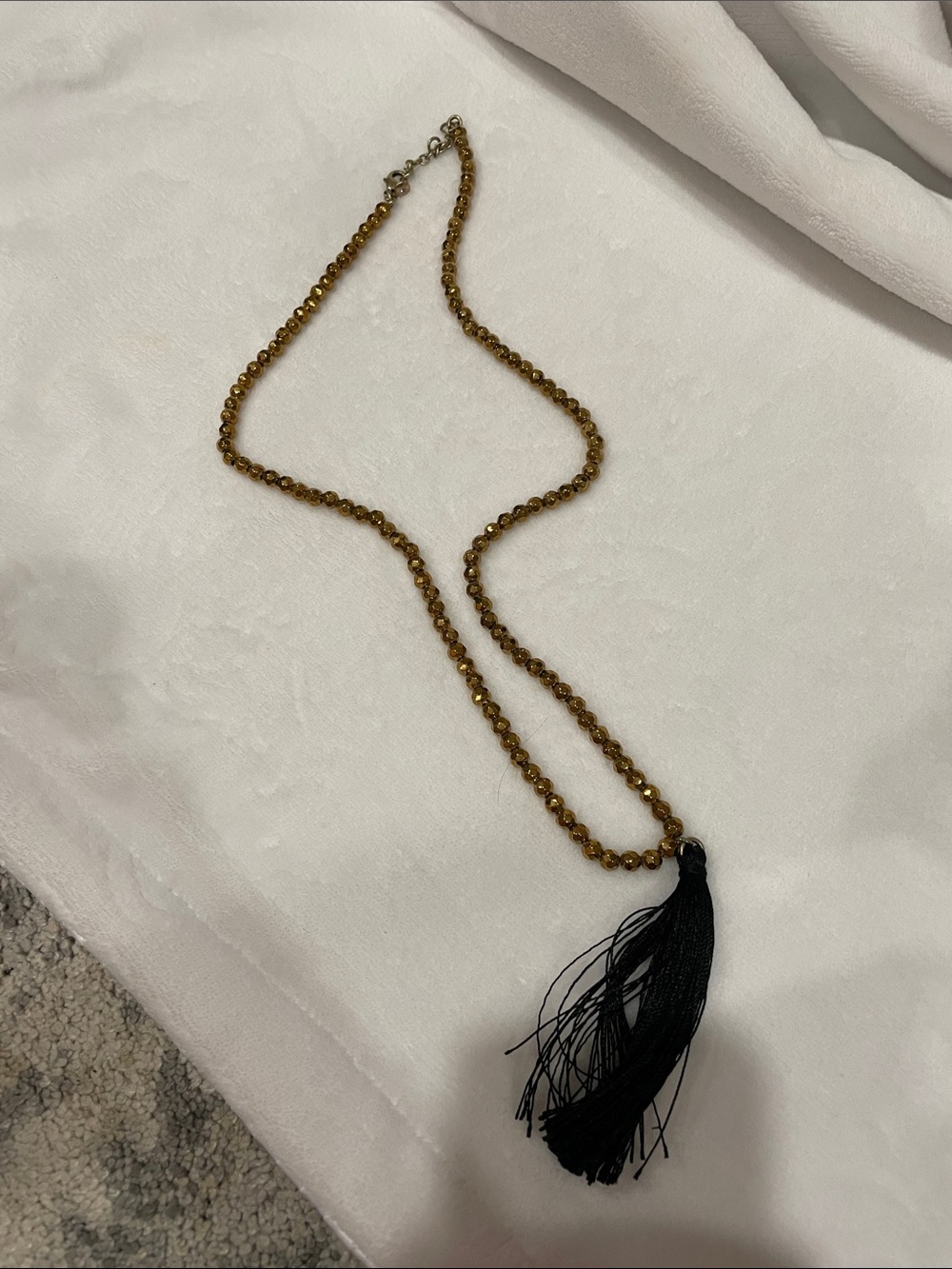 J Crew Gold Bead Necklace with Black Tassel - Women Jewelry